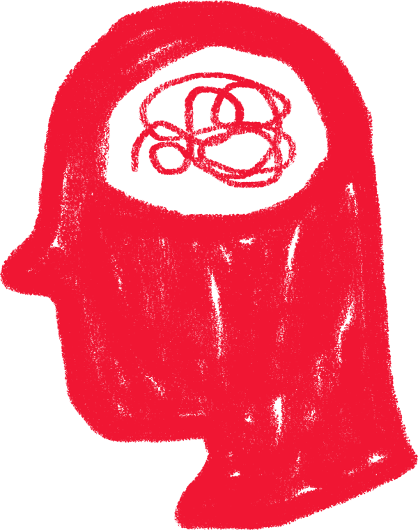 Illustration of a brain inside a head