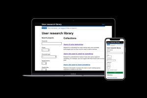 Laptop and iPhone displaying User Research Library