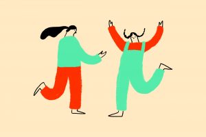 Illustration of two people dancing