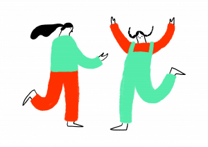 an illustration of two people dancing together