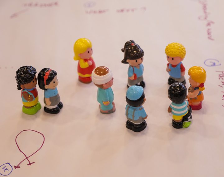 a photo of some Playmobil figures being used in a codesign workshop