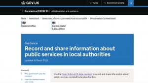 a screengrab of the Gov.uk website's information about Open Referral UK