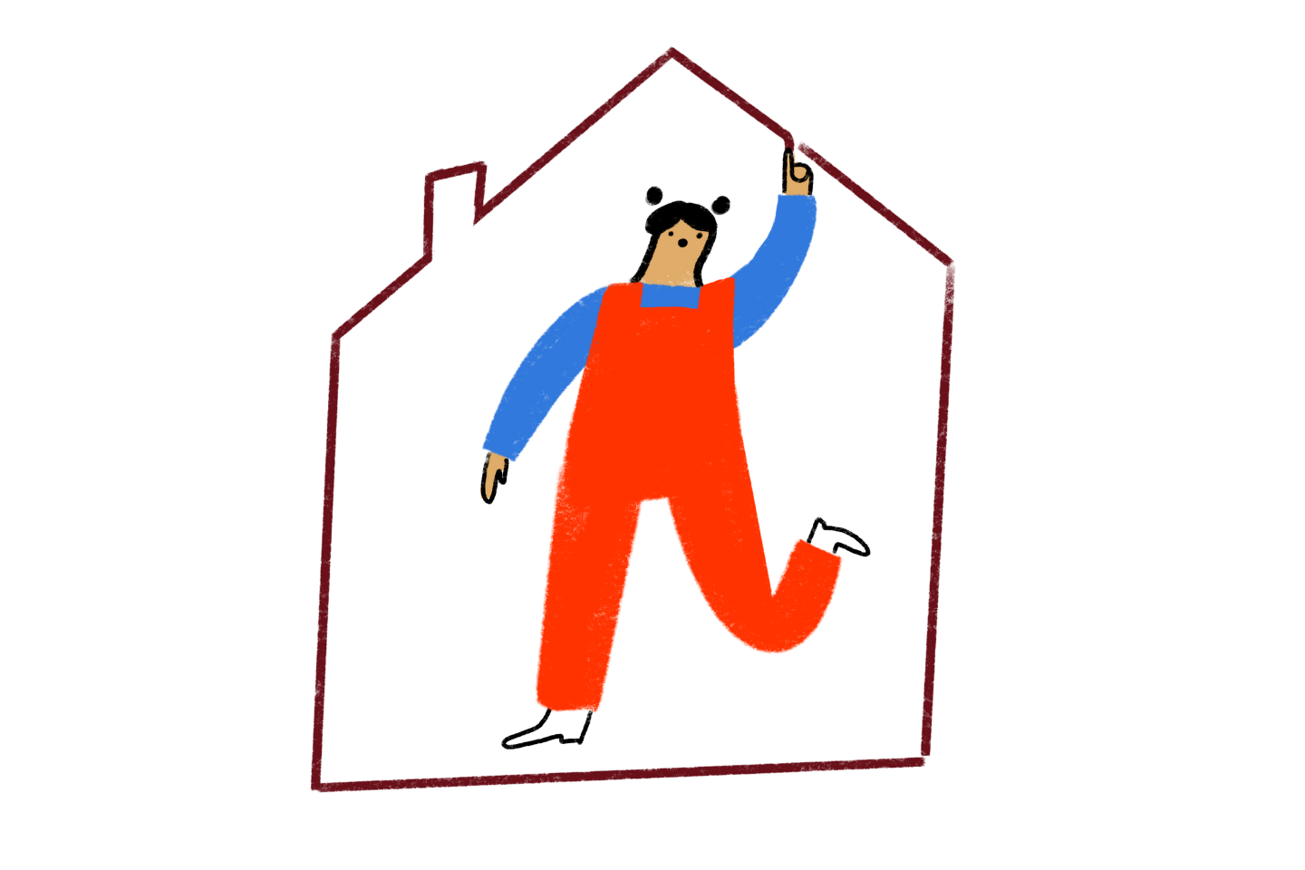 A female standing in the outline of a home shape
